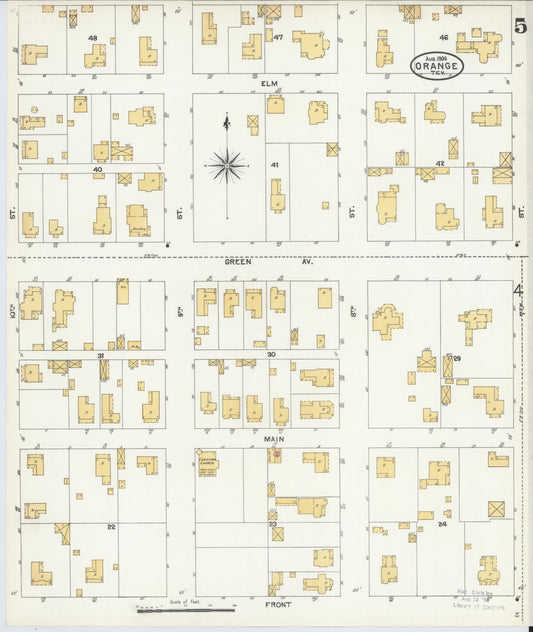 Sanborn Fire Insurance Map from Orange, Orange County, Texas (1904), Sheet #0005 - Historic Sanborn Fire Insurance Map Print, vintage old map wall art, antique decor, genealogy gift, Texas Texas map