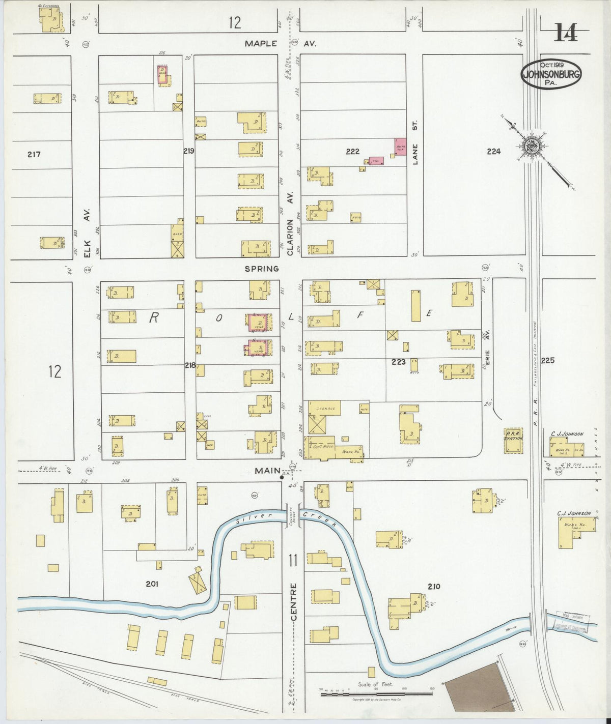 Sanborn Fire Insurance Map from Johnsonburg, Elk County, Pennsylvania (1919), Sheet #0014 - Historic Sanborn Fire Insurance Map Print, vintage old map wall art, antique decor, genealogy gift, Pennsylvania Pennsylvania map