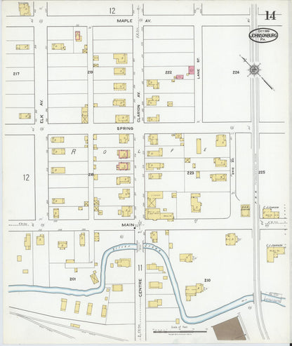 Sanborn Fire Insurance Map from Johnsonburg, Elk County, Pennsylvania (1919), Sheet #0014 - Historic Sanborn Fire Insurance Map Print, vintage old map wall art, antique decor, genealogy gift, Pennsylvania Pennsylvania map