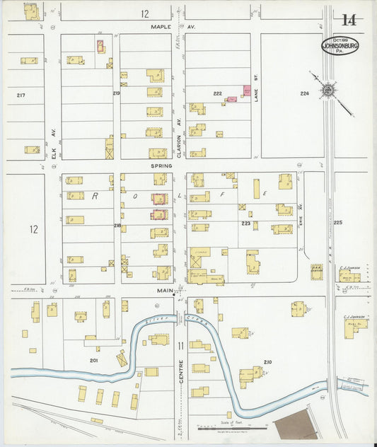 Sanborn Fire Insurance Map from Johnsonburg, Elk County, Pennsylvania (1919), Sheet #0014 - Historic Sanborn Fire Insurance Map Print, vintage old map wall art, antique decor, genealogy gift, Pennsylvania Pennsylvania map
