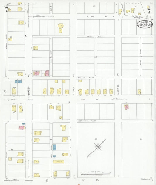 Sanborn Fire Insurance Map from Leechburg, Armstrong County, Pennsylvania (1927), Sheet #0007 - Historic Sanborn Fire Insurance Map Print, vintage old map wall art, antique decor, genealogy gift, Pennsylvania Pennsylvania map