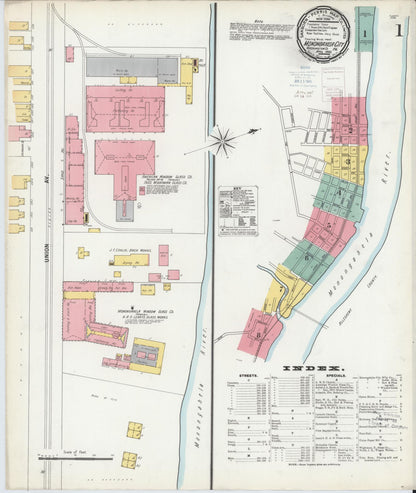 Sanborn Fire Insurance Map from Monongahela City, Washington County, Pennsylvania (1900), Sheet #0001 - Historic Sanborn Fire Insurance Map Print, vintage old map wall art, antique decor, genealogy gift, Pennsylvania Pennsylvania map