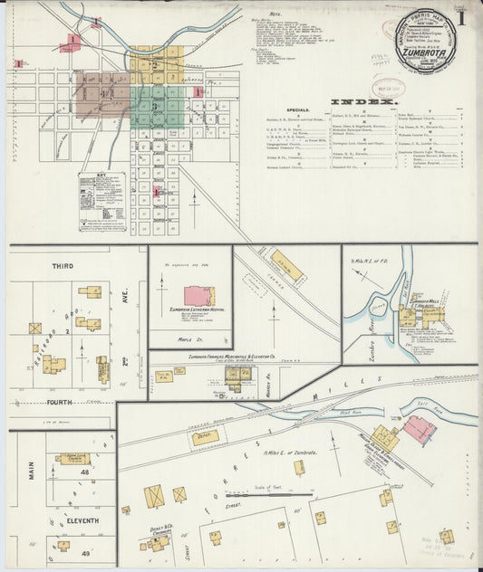 Sanborn Fire Insurance Map from Zumbrota, Goodhue County, Minnesota (1899), Sheet #0001 - Historic Sanborn Fire Insurance Map Print, vintage old map wall art, antique decor, genealogy gift, Minnesota Minnesota map