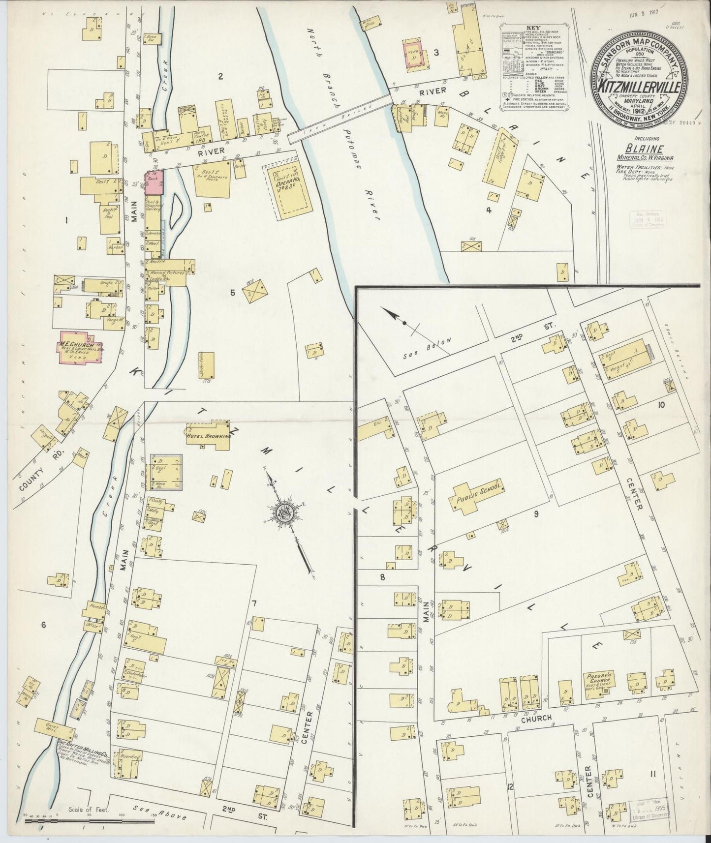 Sanborn Fire Insurance Map from Kitzmiller, Garrett County, Maryland. (1912) – Historic Sanborn Fire Insurance Map Print