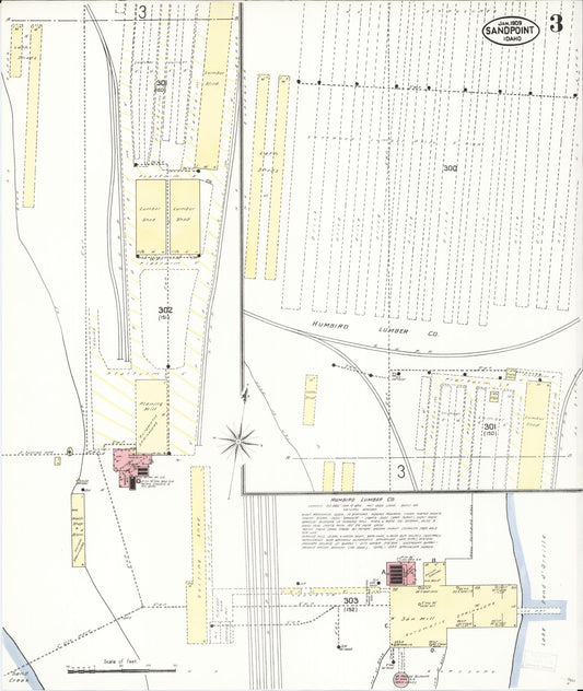 Sanborn Fire Insurance Map from Sandpoint, Bonner County, Idaho (1909), Sheet #0003 - Historic Sanborn Fire Insurance Map Print, vintage old map wall art, antique decor, genealogy gift, Idaho Idaho map