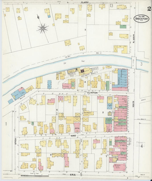 Sanborn Fire Insurance Map from Brockport, Monroe County, New York (1904), Sheet #0002 - Historic Sanborn Fire Insurance Map Print, vintage old map wall art, antique decor, genealogy gift, New York New York map