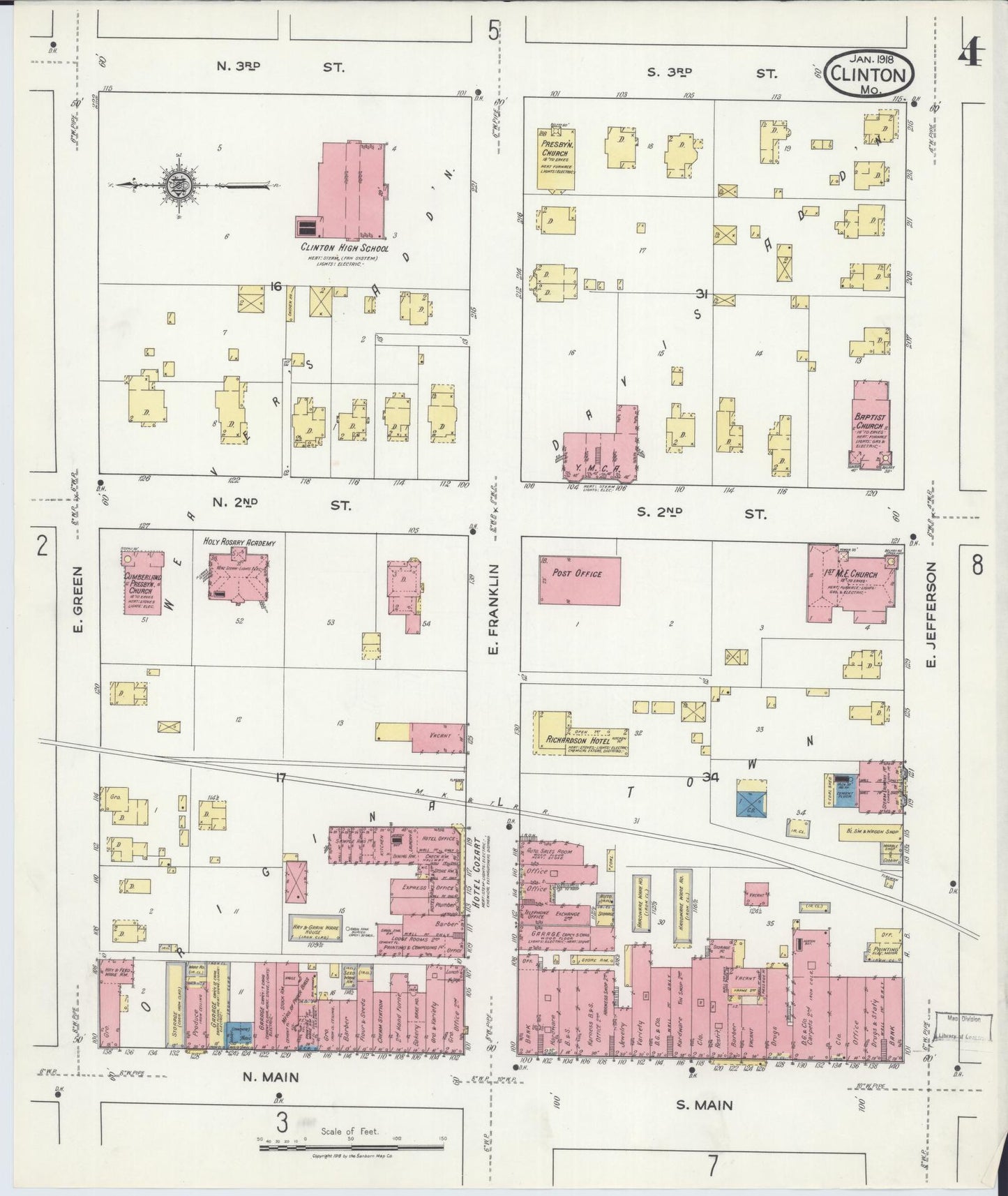 Sanborn Fire Insurance Map from Clinton, Henry County, Missouri (1918), Sheet #0004 - Complete Map Set gallery image, historic Sanborn map, vintage wall art, Missouri Missouri