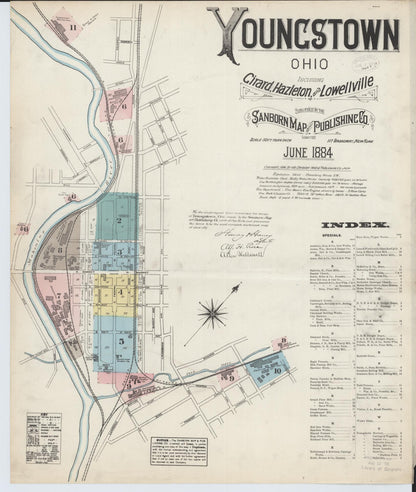 Sanborn Fire Insurance Map from Youngstown, Mahoning County, Ohio (1884), Sheet #0001 - Complete Map Set gallery image, historic Sanborn map, vintage wall art, Ohio Ohio