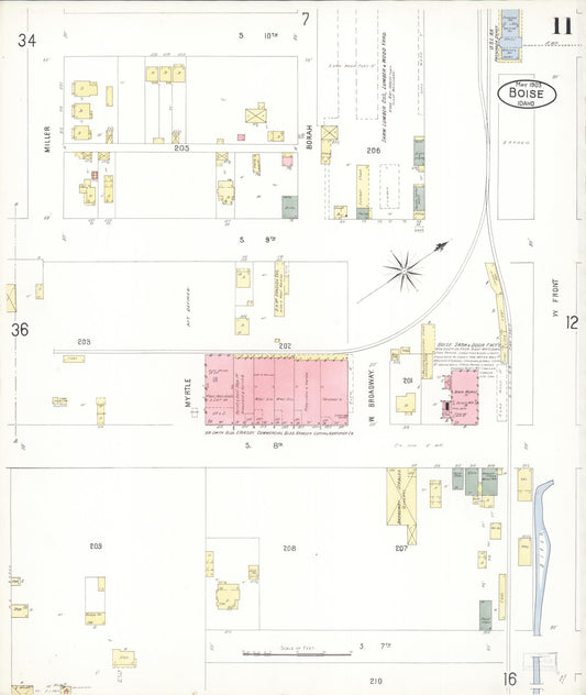 Sanborn Fire Insurance Map from Boise, Ada County, Idaho (1903), Sheet #0011 - Historic Sanborn Fire Insurance Map Print, vintage old map wall art, antique decor, genealogy gift, Idaho Idaho map
