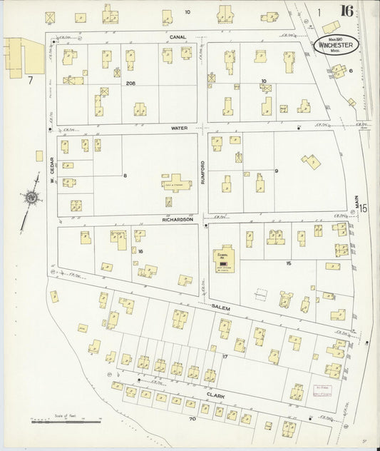 Sanborn Fire Insurance Map from Winchester, Middlesex County, Massachusetts (1910), Sheet #0016 - Historic Sanborn Fire Insurance Map Print, vintage old map wall art, antique decor, genealogy gift, Massachusetts Massachusetts map