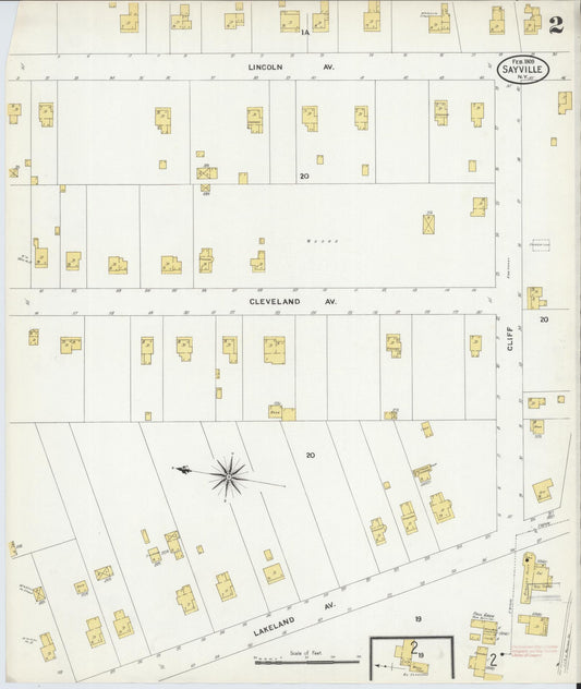 Sanborn Fire Insurance Map from Sayville, Suffolk County, New York (1909), Sheet #0002 - Historic Sanborn Fire Insurance Map Print, vintage old map wall art, antique decor, genealogy gift, New York New York map