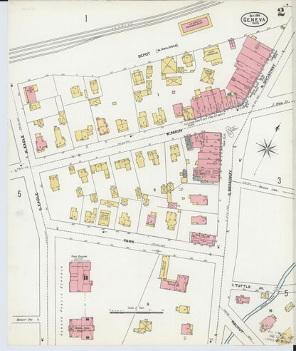 Sanborn Fire Insurance Map from Geneva, Ashtabula County, Ohio (1904), Sheet #0002 - Complete Map Set gallery image, historic Sanborn map, vintage wall art, Ohio Ohio