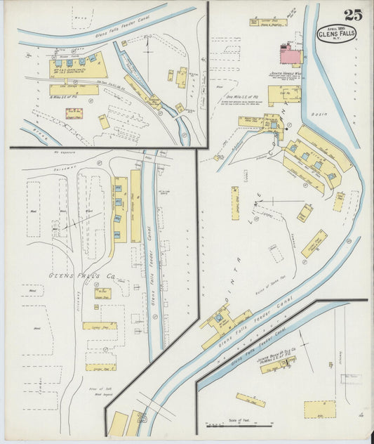 Sanborn Fire Insurance Map from Glens Falls, Warren County, New York (1895), Sheet #0025 - Historic Sanborn Fire Insurance Map Print, vintage old map wall art, antique decor, genealogy gift, New York New York map