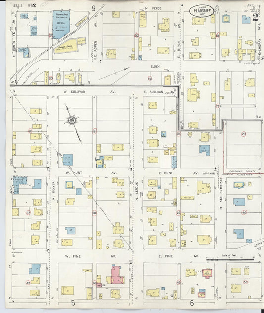 Sanborn Fire Insurance Map from Flagstaff, Coconino County, Arizona (1948), Sheet #0002 - Historic Sanborn Fire Insurance Map Print, vintage old map wall art, antique decor, genealogy gift, Arizona Arizona map