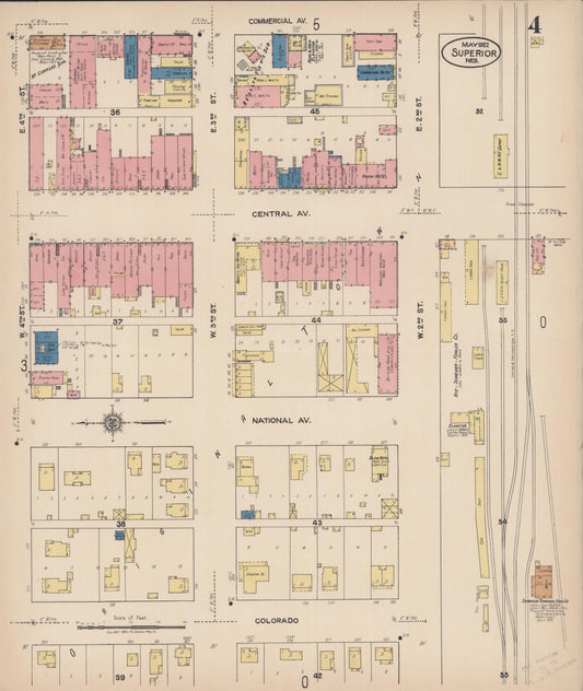 Sanborn Fire Insurance Map from Superior, Nuckolls County, Nebraska (1922), Sheet #0004 - Historic Sanborn Fire Insurance Map Print, vintage old map wall art, antique decor, genealogy gift, Nebraska Nebraska map