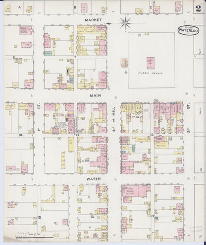 Sanborn Fire Insurance Map from Waterloo, Monroe County, Illinois (1888), Sheet #0002 - Complete Map Set gallery image, historic Sanborn map, vintage wall art, Illinois Illinois