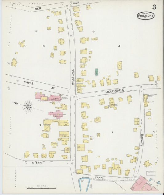 Sanborn Fire Insurance Map from Philmont, Columbia County, New York (1892), Sheet #0003 - Historic Sanborn Fire Insurance Map Print, vintage old map wall art, antique decor, genealogy gift, New York New York map