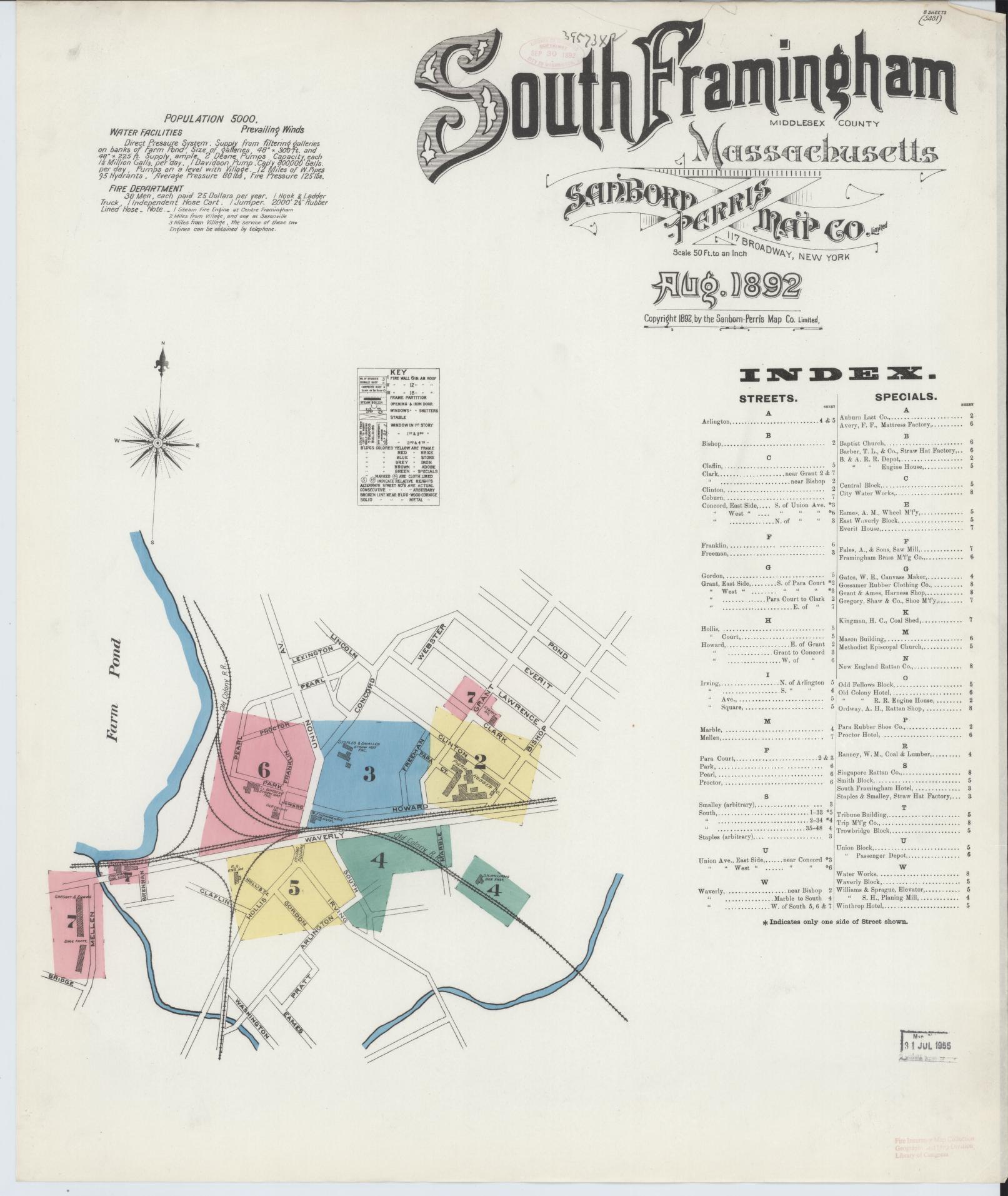 Sanborn Fire Insurance Map from South Farmington, Middlesex County, Massachusetts (1892), Sheet #0001 - Historic Sanborn Fire Insurance Map Print, vintage old map wall art, antique decor, genealogy gift, Massachusetts Massachusetts map