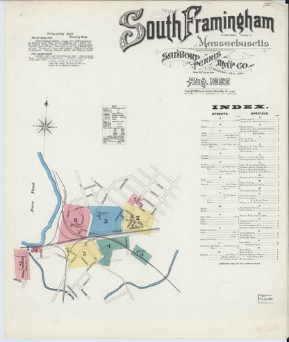 Sanborn Fire Insurance Map from South Farmington, Middlesex County, Massachusetts (1892), Sheet #0001 - Historic Sanborn Fire Insurance Map Print, vintage old map wall art, antique decor, genealogy gift, Massachusetts Massachusetts map