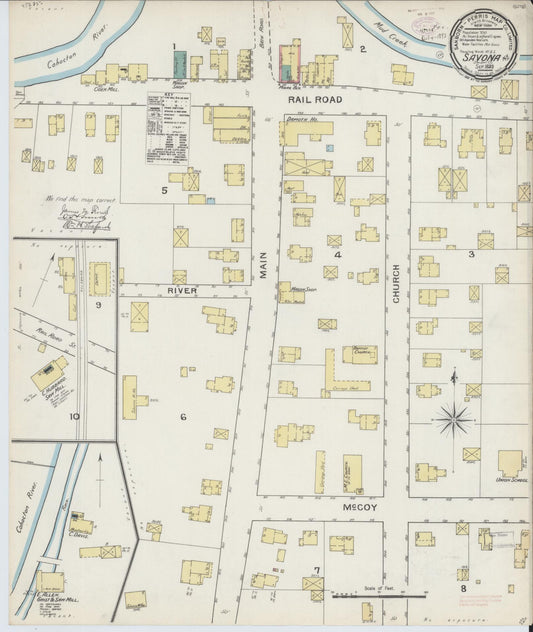 Sanborn Fire Insurance Map from Savona, Steuben County, New York (1893), Sheet #0001 - Historic Sanborn Fire Insurance Map Print, vintage old map wall art, antique decor, genealogy gift, New York New York map