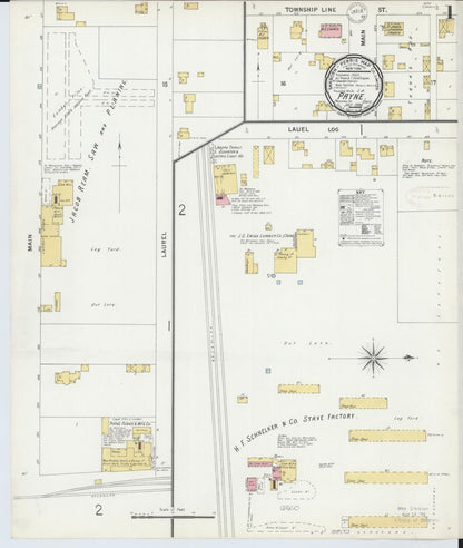 Sanborn Fire Insurance Map from Payne, Paulding County, Ohio (1899), Sheet #0001 - Historic Sanborn Fire Insurance Map Print, vintage old map wall art, antique decor, genealogy gift, Ohio Ohio map