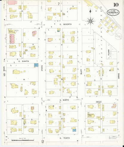Sanborn Fire Insurance Map from Cedar Falls, Black Hawk County, Iowa (1909), Sheet #0010 - Historic Sanborn Fire Insurance Map Print