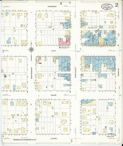 Sanborn Fire Insurance Map from Sedan, Chautauqua County, Kansas (1912), Sheet #0002 - Complete Map Set gallery image, historic Sanborn map, vintage wall art, Kansas Kansas