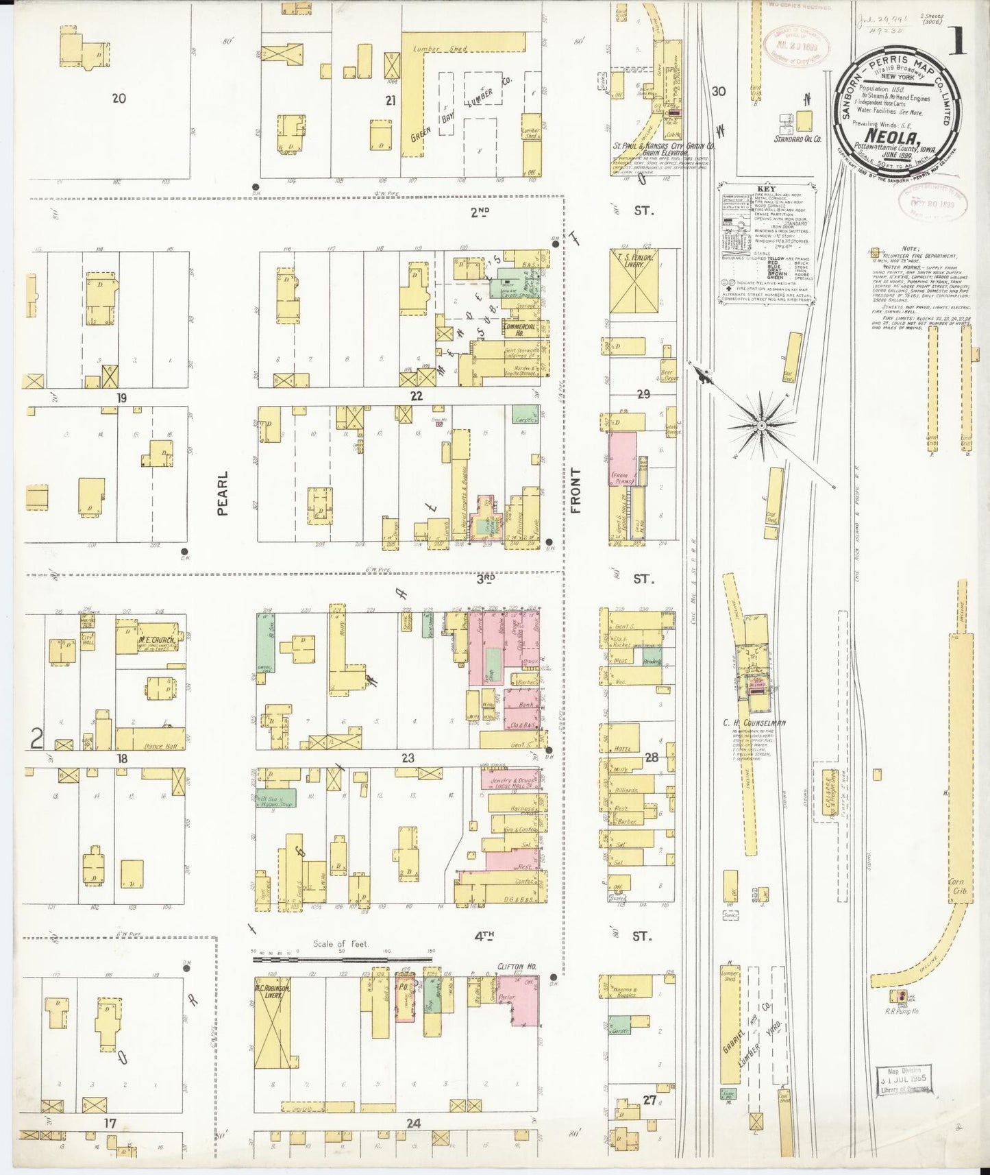 Sanborn Fire Insurance Map from Neola, Pottawattamie County, Iowa (1899), Sheet #0001 - Historic Sanborn Fire Insurance Map Print