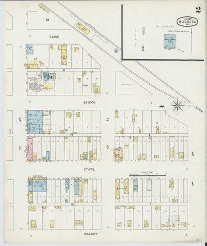 Sanborn Fire Insurance Map from Augusta, Butler County, Kansas (1897), Sheet #0002 - Complete Map Set gallery image, historic Sanborn map, vintage wall art, Kansas Kansas