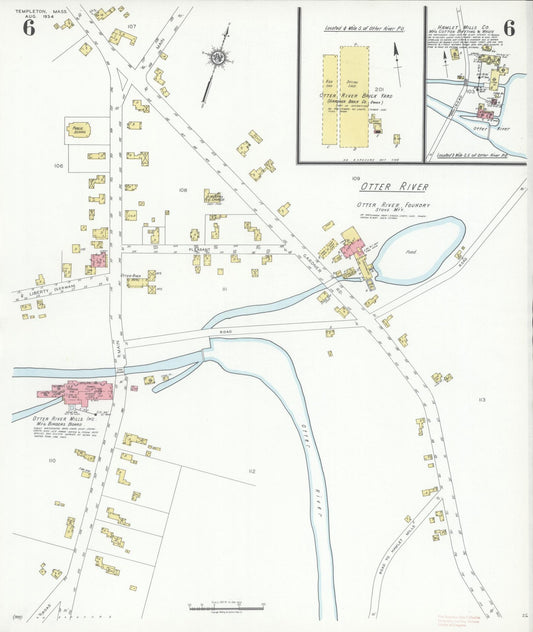 Sanborn Fire Insurance Map from Templeton, Worcester County, Massachusetts (1934), Sheet #0006 - Historic Sanborn Fire Insurance Map Print, vintage old map wall art, antique decor, genealogy gift, Massachusetts Massachusetts map