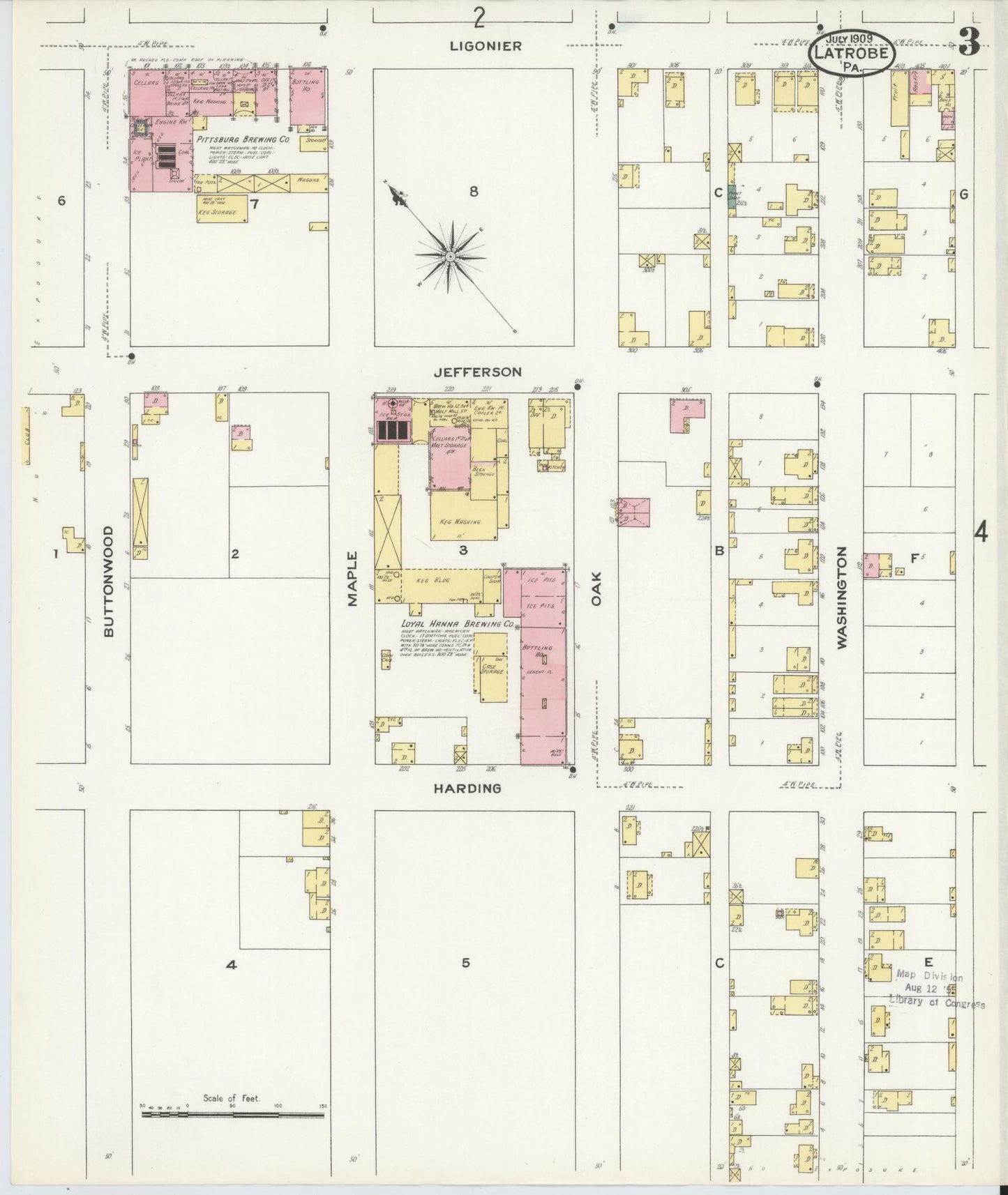Sanborn Fire Insurance Map from Latrobe, Westmoreland County, Pennsylvania (1909), Sheet #0003 - Complete Map Set gallery image, historic Sanborn map, vintage wall art, Pennsylvania Pennsylvania