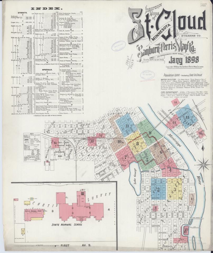 Sanborn Fire Insurance Map from Saint Cloud, Stearns, Benton, and Sherburne Counties, Minnesota. (1898) – Map View