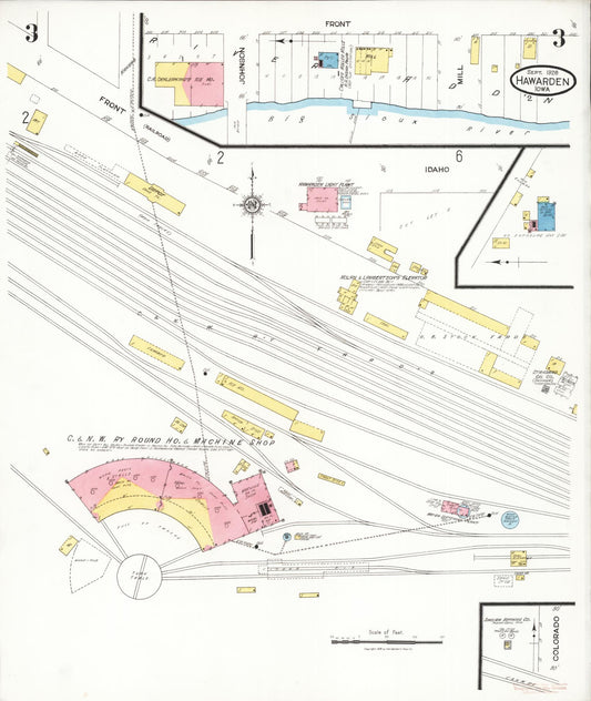 Sanborn Fire Insurance Map from Hawarden, Sioux County, Iowa (1924), Sheet #0003 - Historic Sanborn Fire Insurance Map Print, vintage old map wall art