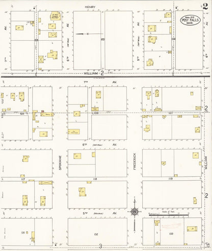 Sanborn Fire Insurance Map from Post Falls, Kootenai County, Idaho (1912), Sheet #0002 - Complete Map Set gallery image, historic Sanborn map, vintage wall art, Idaho Idaho