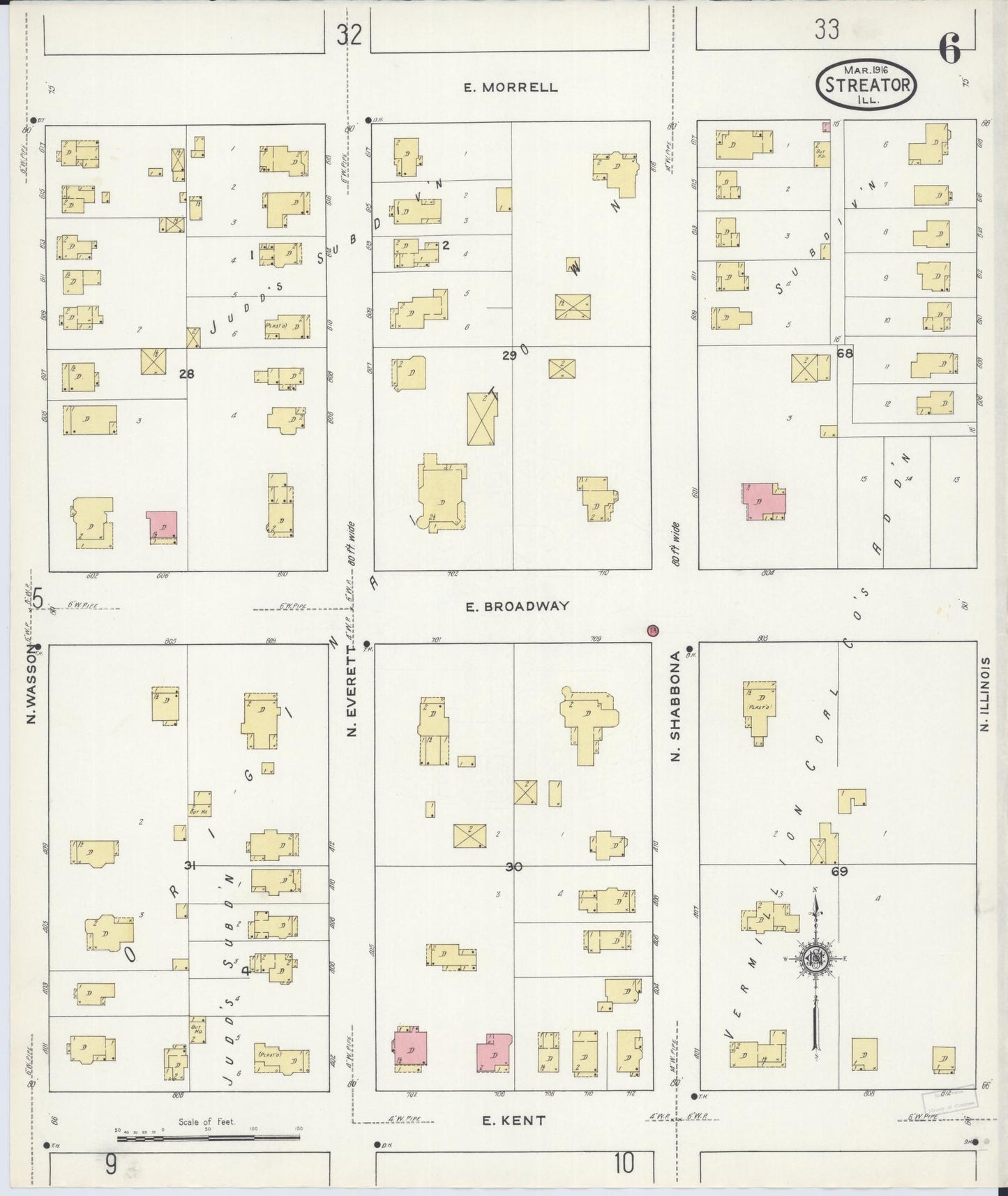 Sanborn Fire Insurance Map from Streator, La Salle County, Illinois (1916), Sheet #0006 - Complete Map Set gallery image, historic Sanborn map, vintage wall art, Illinois Illinois