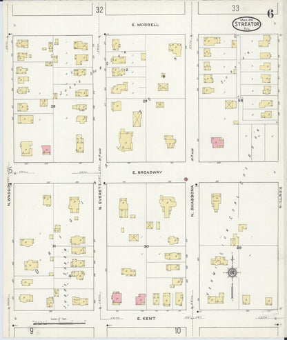 Sanborn Fire Insurance Map from Streator, La Salle County, Illinois (1916), Sheet #0006 - Complete Map Set gallery image, historic Sanborn map, vintage wall art, Illinois Illinois