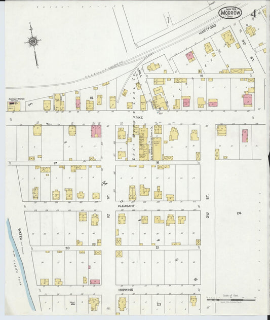 Sanborn Fire Insurance Map from Morrow, Warren County, Ohio (1919), Sheet #0004 - Historic Sanborn Fire Insurance Map Print, vintage old map wall art, antique decor, genealogy gift, Ohio Ohio map