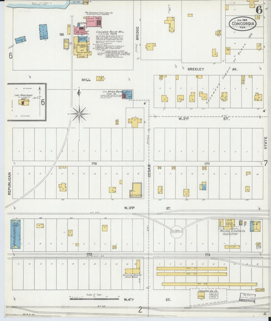 Sanborn Fire Insurance Map from Concordia, Cloud County, Kansas (1905), Sheet #0006 - Historic Sanborn Fire Insurance Map Print, vintage old map wall art, antique decor, genealogy gift, Kansas Kansas map