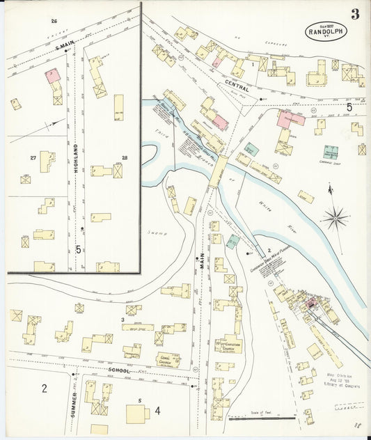 Sanborn Fire Insurance Map from Randolph, Orange County, Vermont (1897), Sheet #0003 - Historic Sanborn Fire Insurance Map Print, vintage old map wall art, antique decor, genealogy gift, Vermont Vermont map