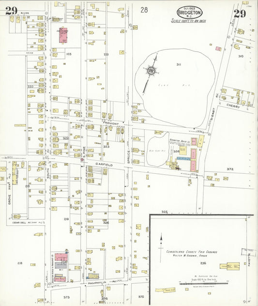 Sanborn Fire Insurance Map from Bridgeton, Cumberland County, New Jersey (1923), Sheet #0029 - Historic Sanborn Fire Insurance Map Print, vintage old map wall art, antique decor, genealogy gift, New Jersey New Jersey map