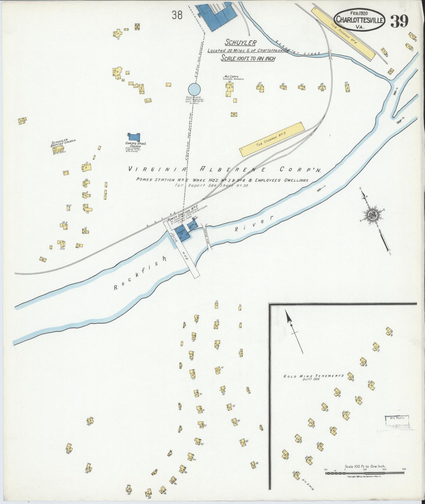 Sanborn Fire Insurance Map from Charlottesville, Independent Cities, Virginia (1920), Sheet #0039 - Complete Map Set gallery image, historic Sanborn map, vintage wall art, Virginia Virginia