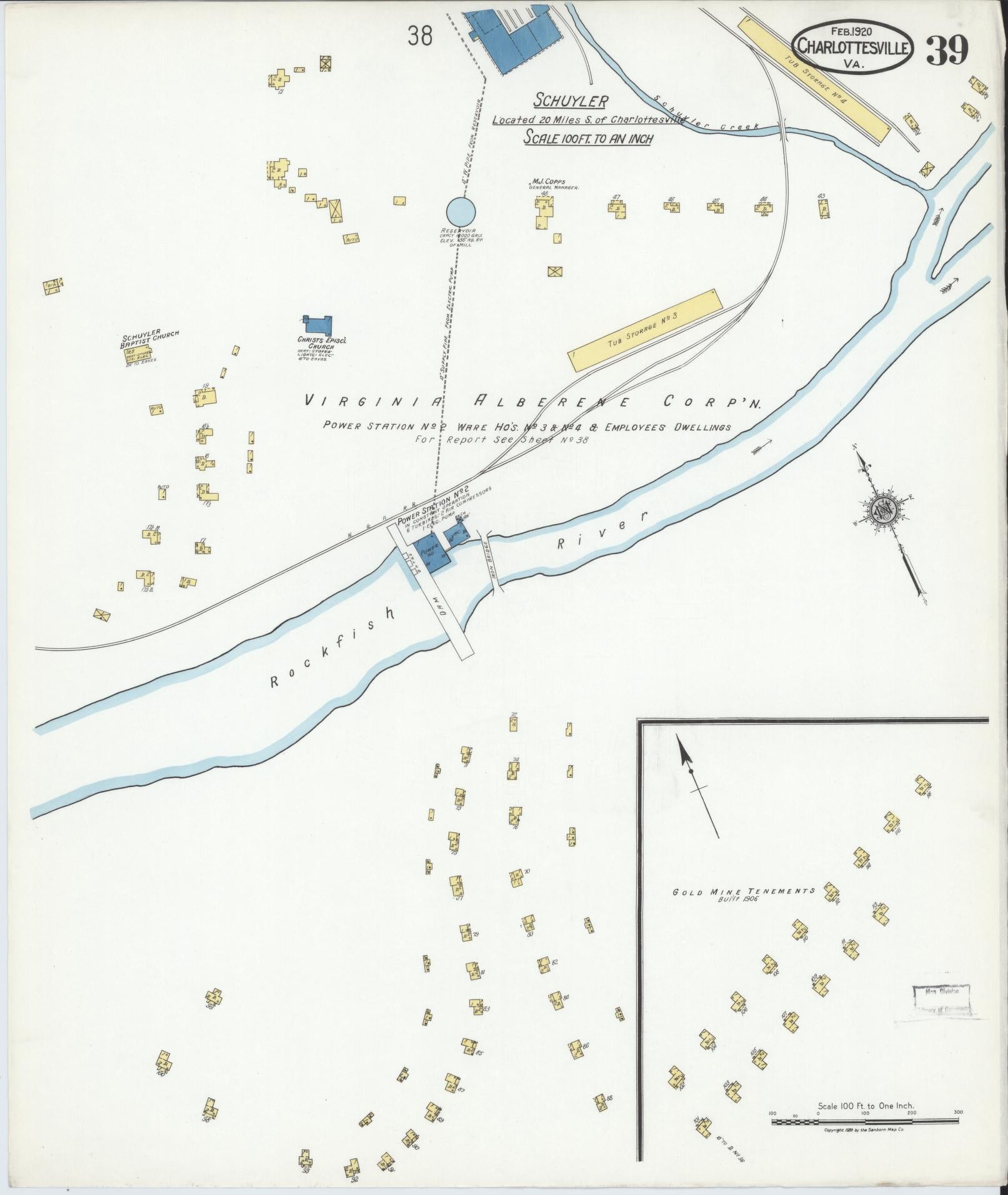 Sanborn Fire Insurance Map from Charlottesville, Independent Cities, Virginia (1920), Sheet #0039 - Complete Map Set gallery image, historic Sanborn map, vintage wall art, Virginia Virginia