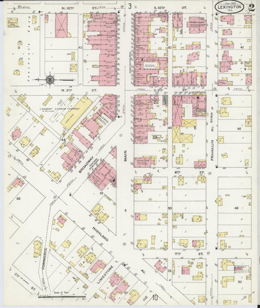 Sanborn Fire Insurance Map from Lexington, Lafayette County, Missouri (1910), Sheet #0002 - Historic Sanborn Fire Insurance Map Print, vintage old map wall art, antique decor, genealogy gift, Missouri Missouri map