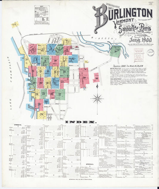 Sanborn Fire Insurance Map from Burlington, Chittenden County, Vermont. (1900) – Historic Sanborn Fire Insurance Map Print