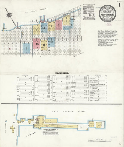 Sanborn Fire Insurance Map from Port Angeles, Clallam County, Washington (1911), Sheet #0001 - Complete Map Set gallery image, historic Sanborn map, vintage wall art, Washington Washington