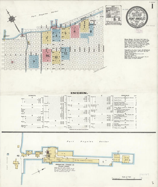 Sanborn Fire Insurance Map from Port Angeles, Clallam County, Washington (1911), Sheet #0001 - Complete Map Set gallery image, historic Sanborn map, vintage wall art, Washington Washington
