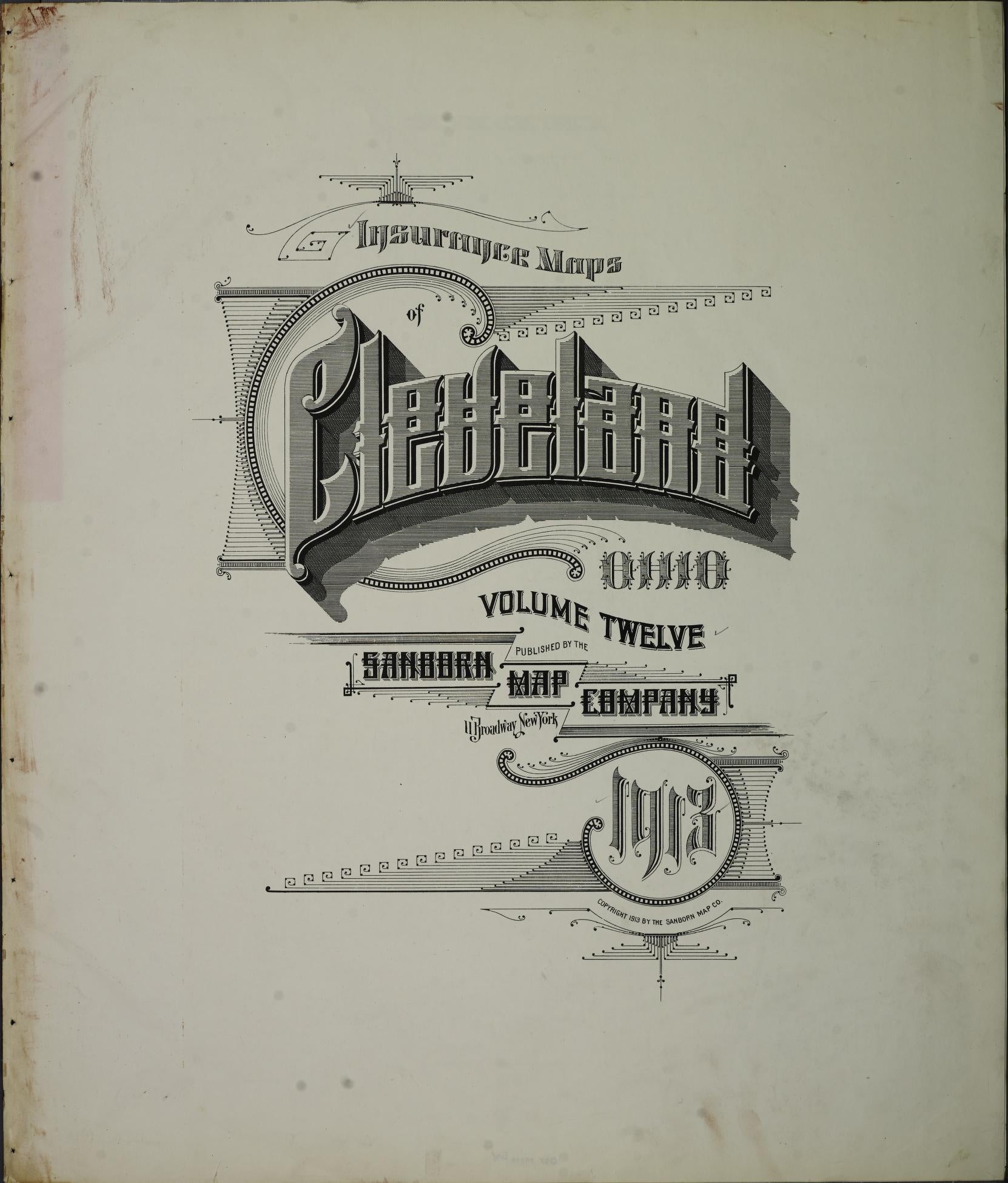 Sanborn Fire Insurance Map from Cleveland, Cuyahoga County, Ohio (1913), Sheet #0001 - Complete Map Set gallery image, historic Sanborn map, vintage wall art, Ohio Ohio