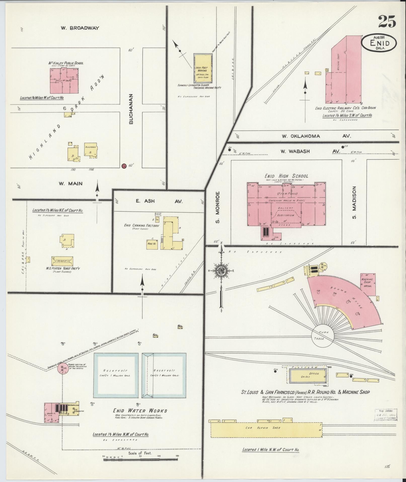 Sanborn Fire Insurance Map from Enid, Garfield County, Oklahoma (1911), Sheet #0025 - Complete Map Set gallery image, historic Sanborn map, vintage wall art, Oklahoma Oklahoma