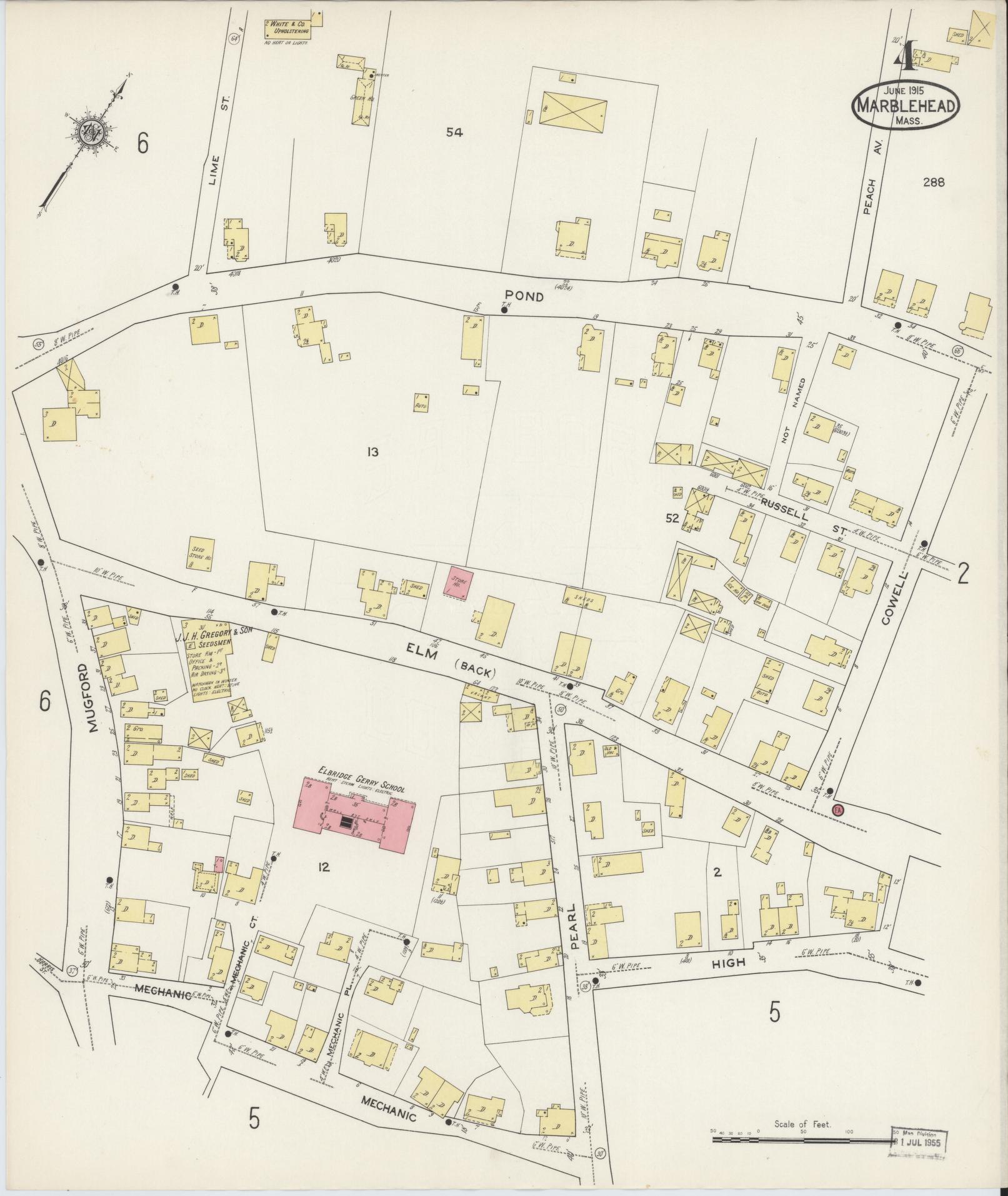 Sanborn Fire Insurance Map from Marblehead, Essex County, Massachusetts (1915), Sheet #0004 - Historic Sanborn Fire Insurance Map Print, vintage old map wall art, antique decor, genealogy gift, Massachusetts Massachusetts map