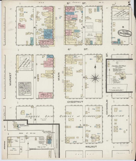 Sanborn Fire Insurance Map from Caldwell, Sumner County, Kansas (1885), Sheet #0002 - Historic Sanborn Fire Insurance Map Print, vintage old map wall art, antique decor, genealogy gift, Kansas Kansas map